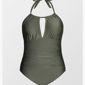 Olive Green Halter Swimsuit
